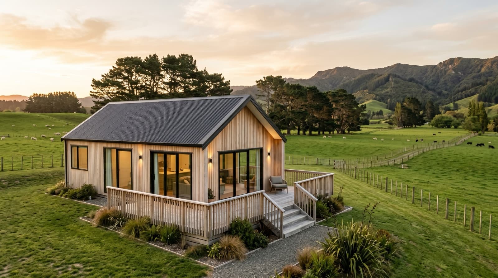 A detached small home in a rural New Zealand setting