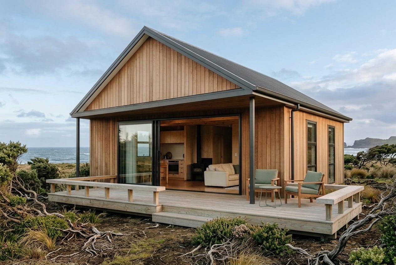 Kōwhai 60 shown in a Chatham Islands setting